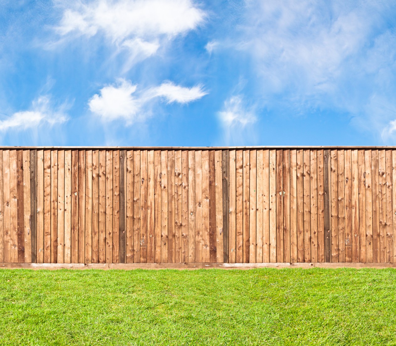 Wooden fence at the grass