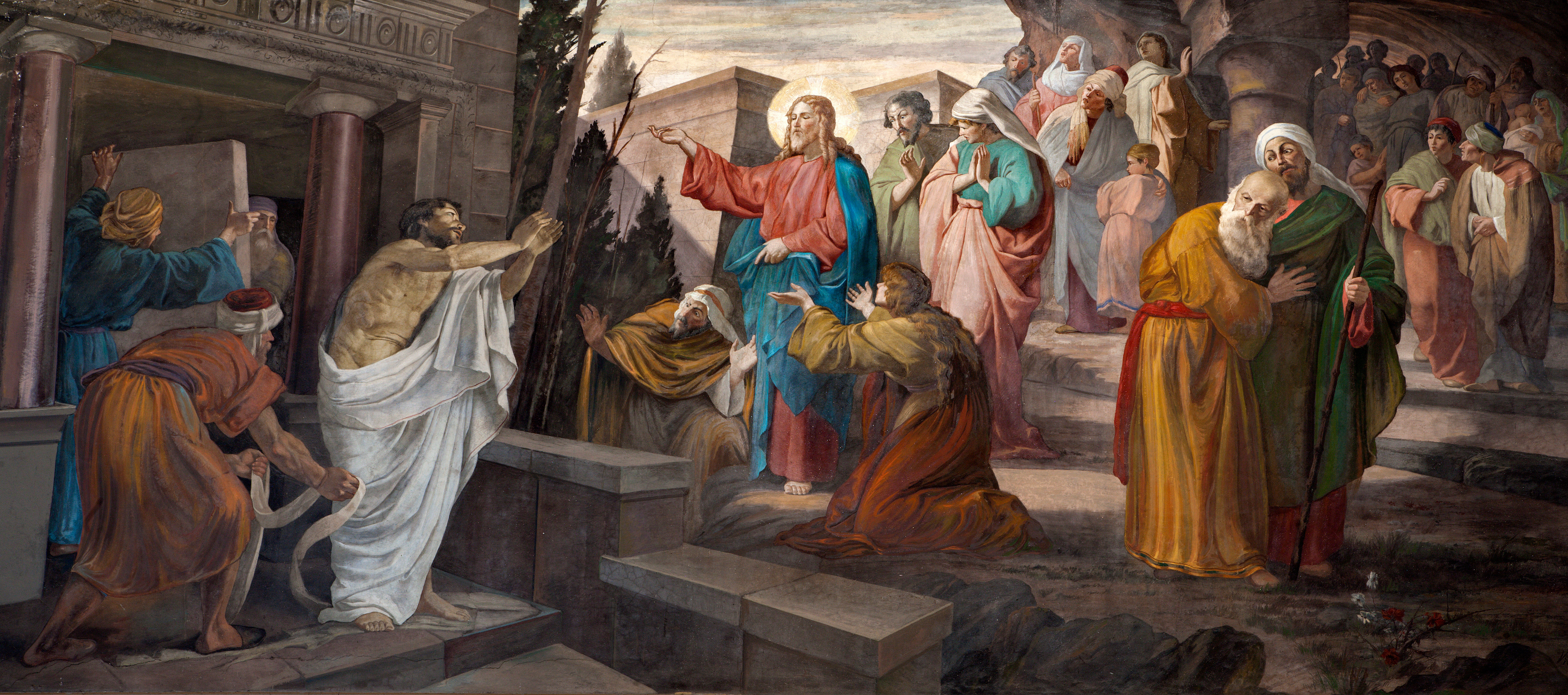 Fresco depicting the resurrection of Lazarus.