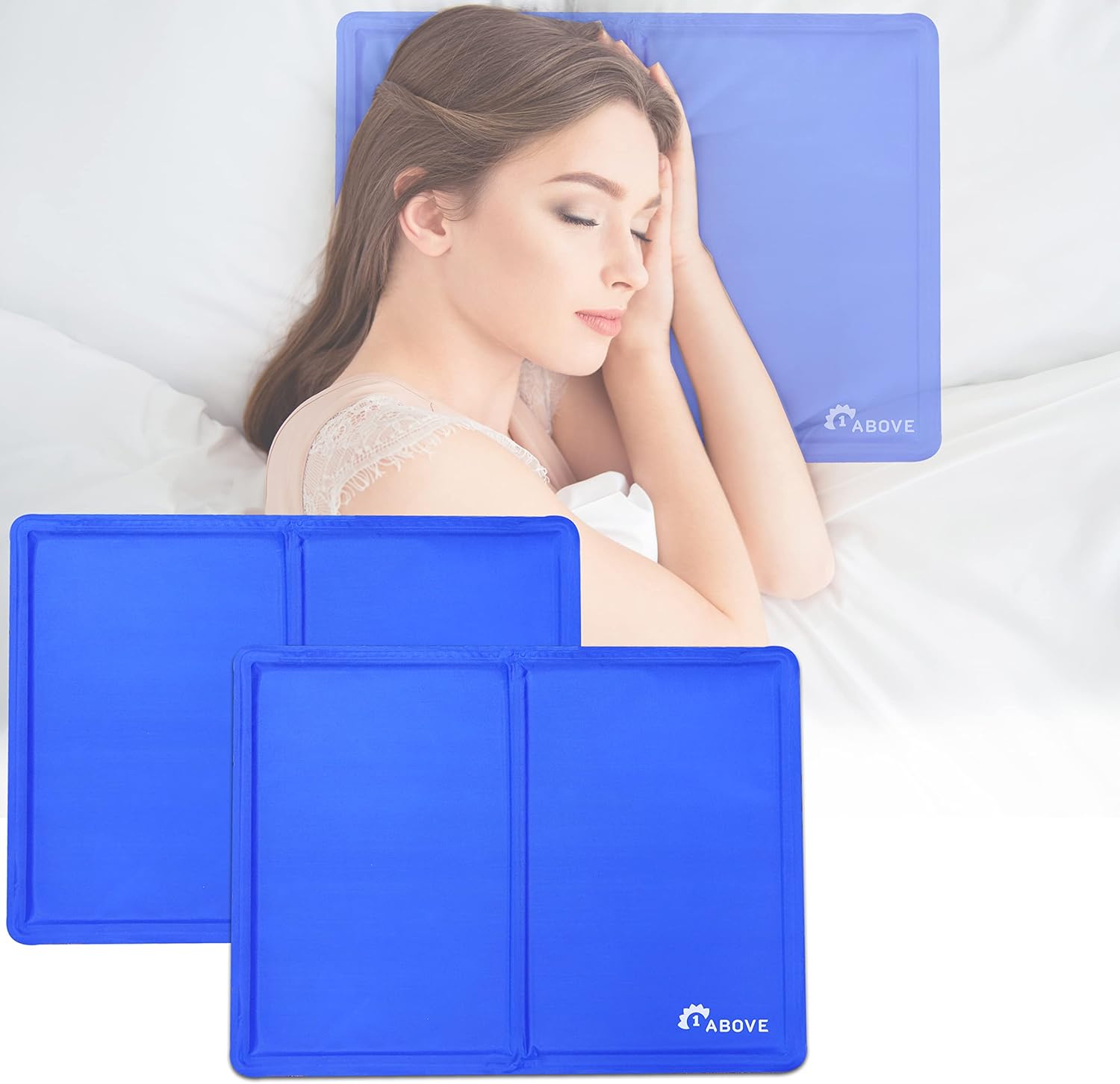 Two blue cooling gel pillows.
