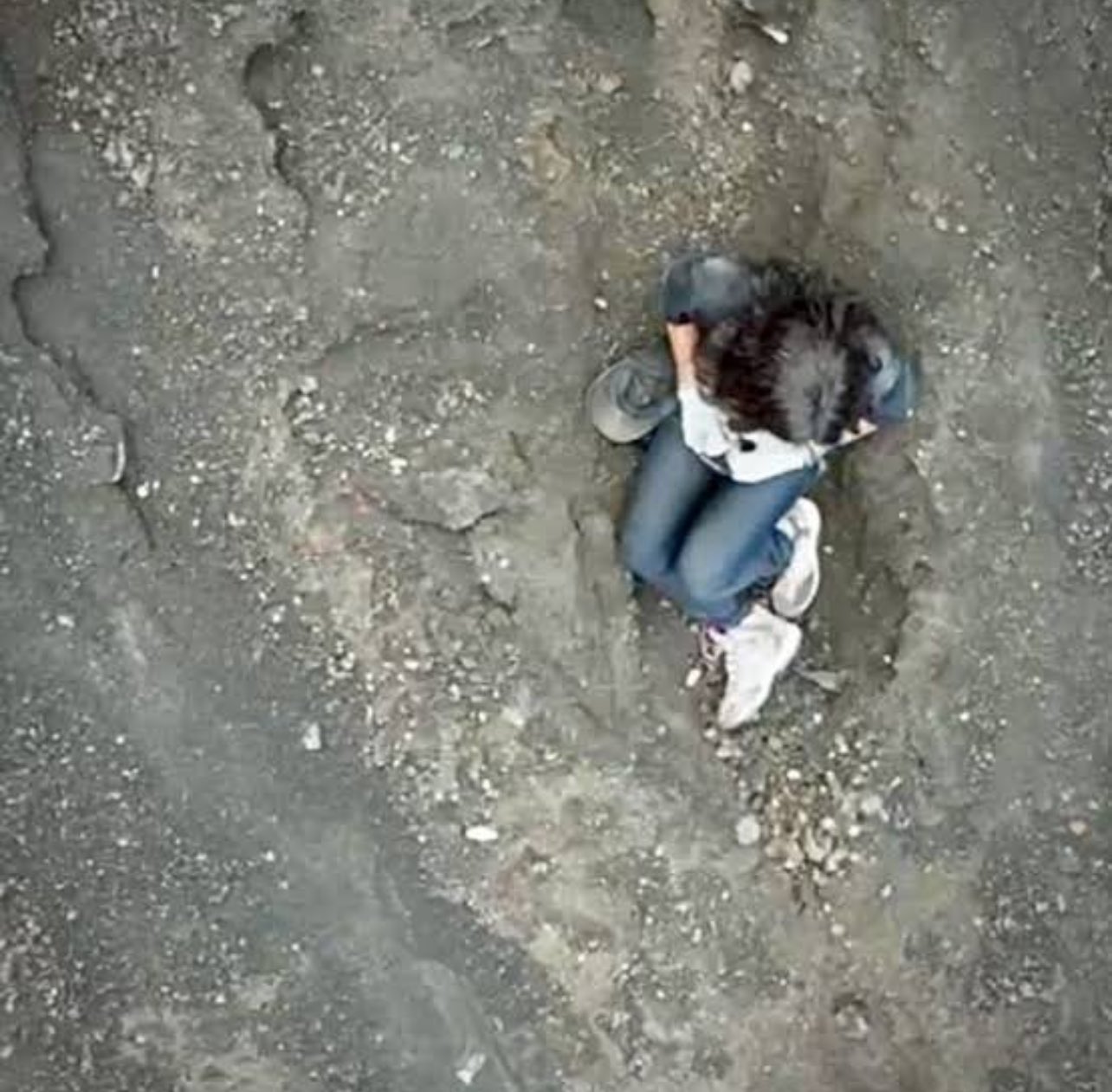 A hiker trapped in a volcano.