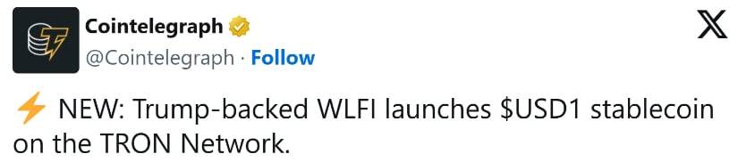 WLFI Launches USD1 Stablecoin on TRON