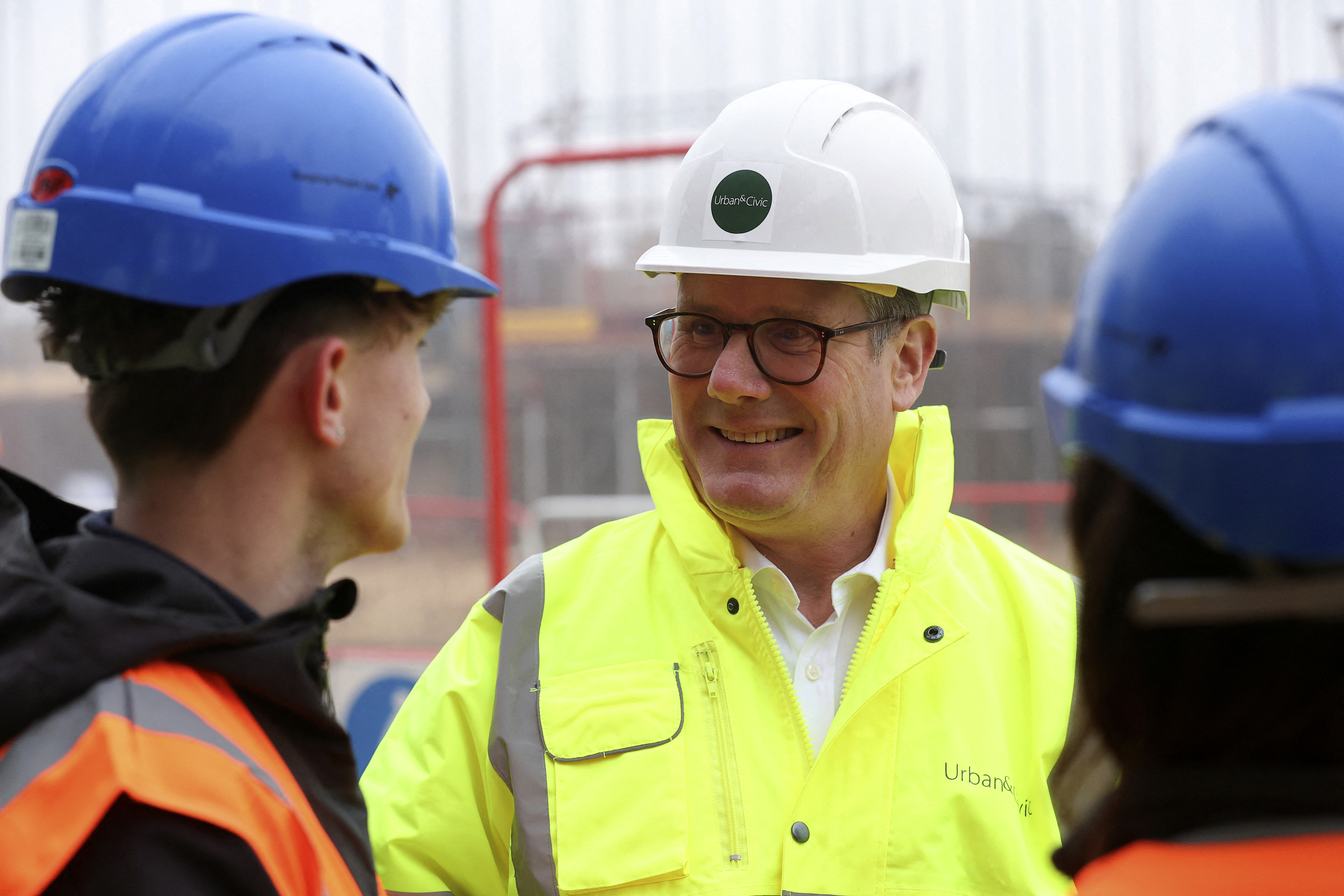 Prime Minister Keir Starmer at a construction site.