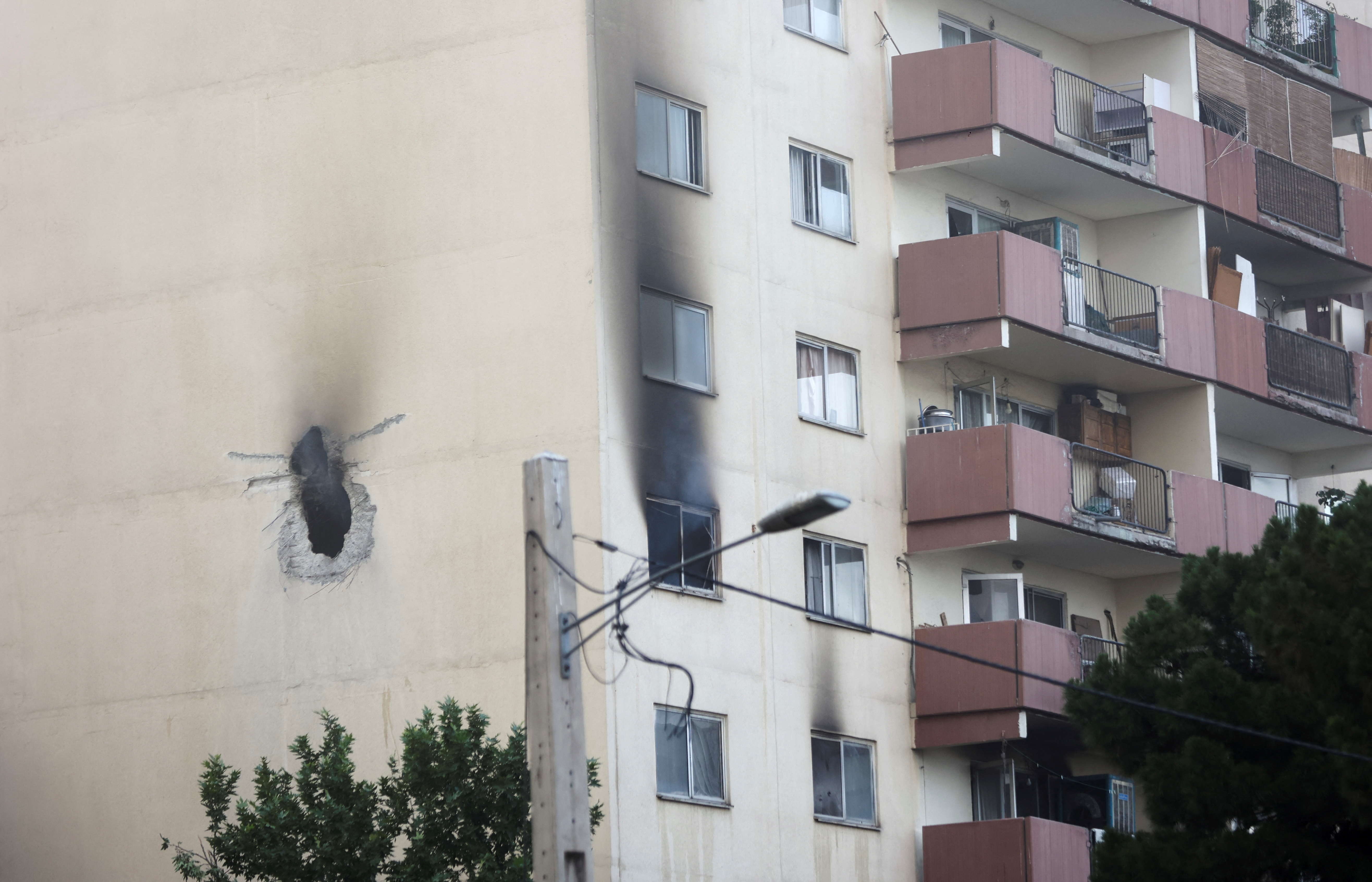 Damaged building in Tehran after Israeli strikes.