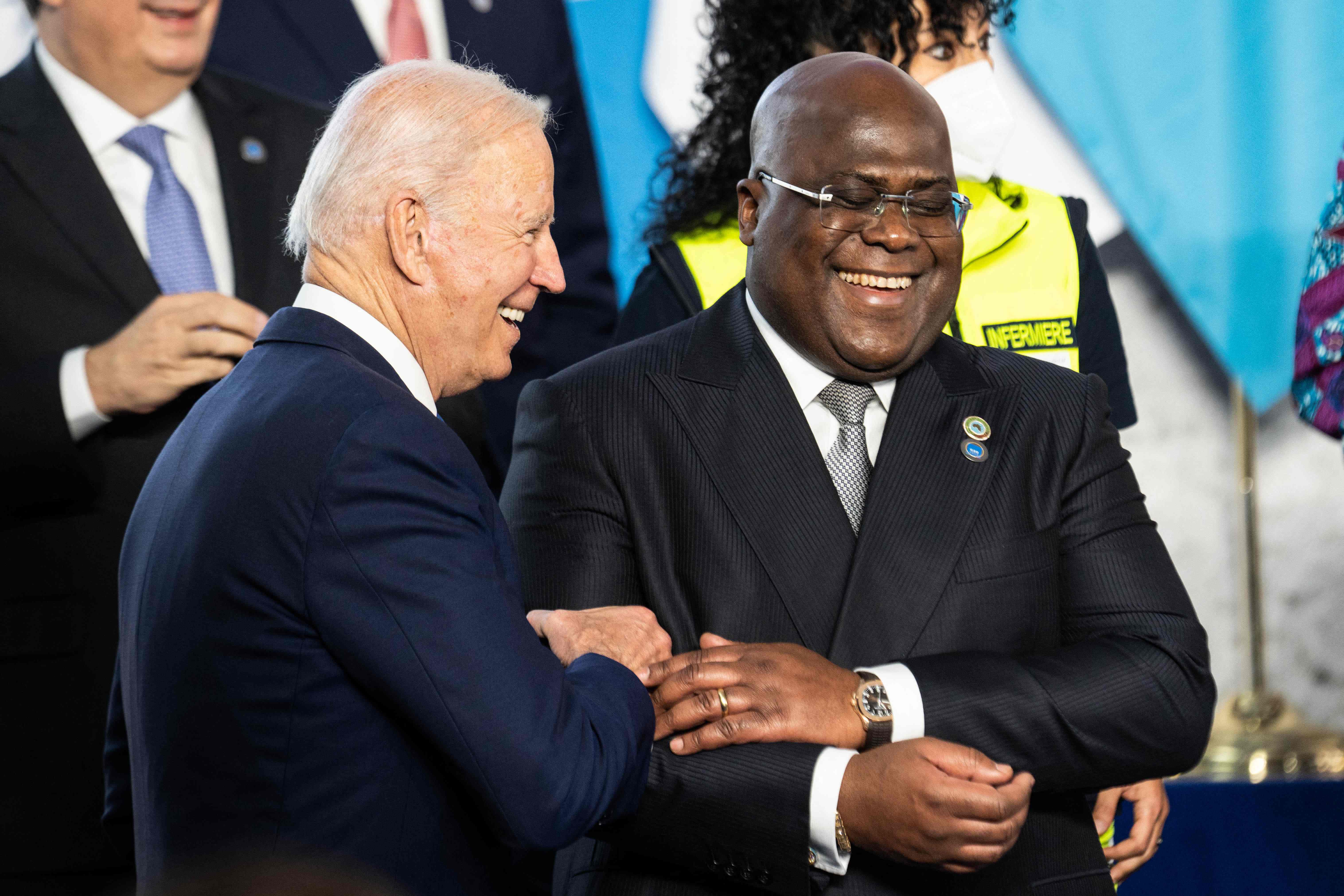 President Joe Biden meets with DR Congo President Felix Tshisekedi durign the G20 of World Leaders Summit in Rome, Italy on Oct. 30, 2021.