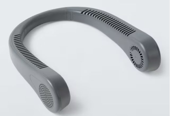Gray wearable neck fan.