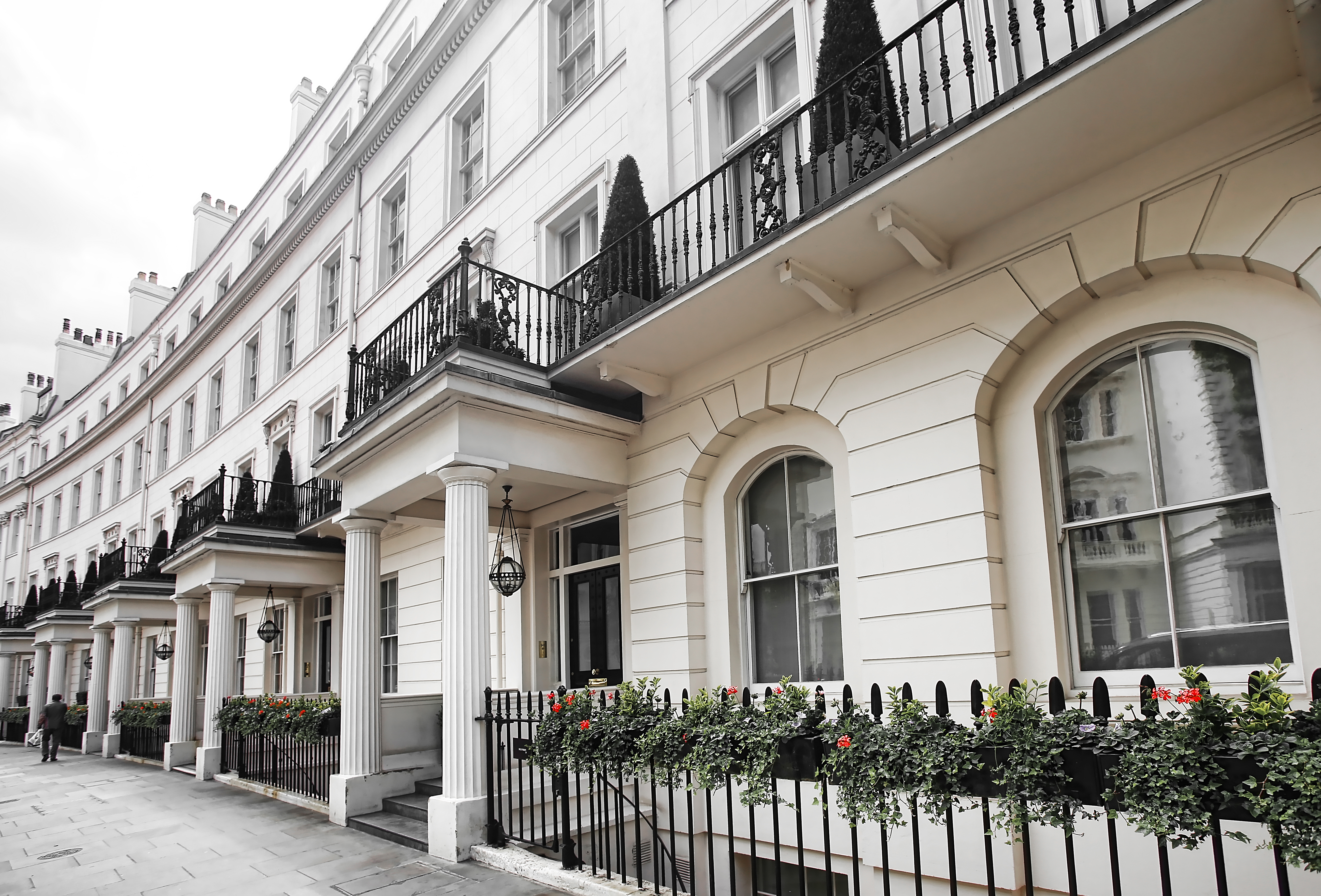Luxury residential buildings in London's Belgravia district.