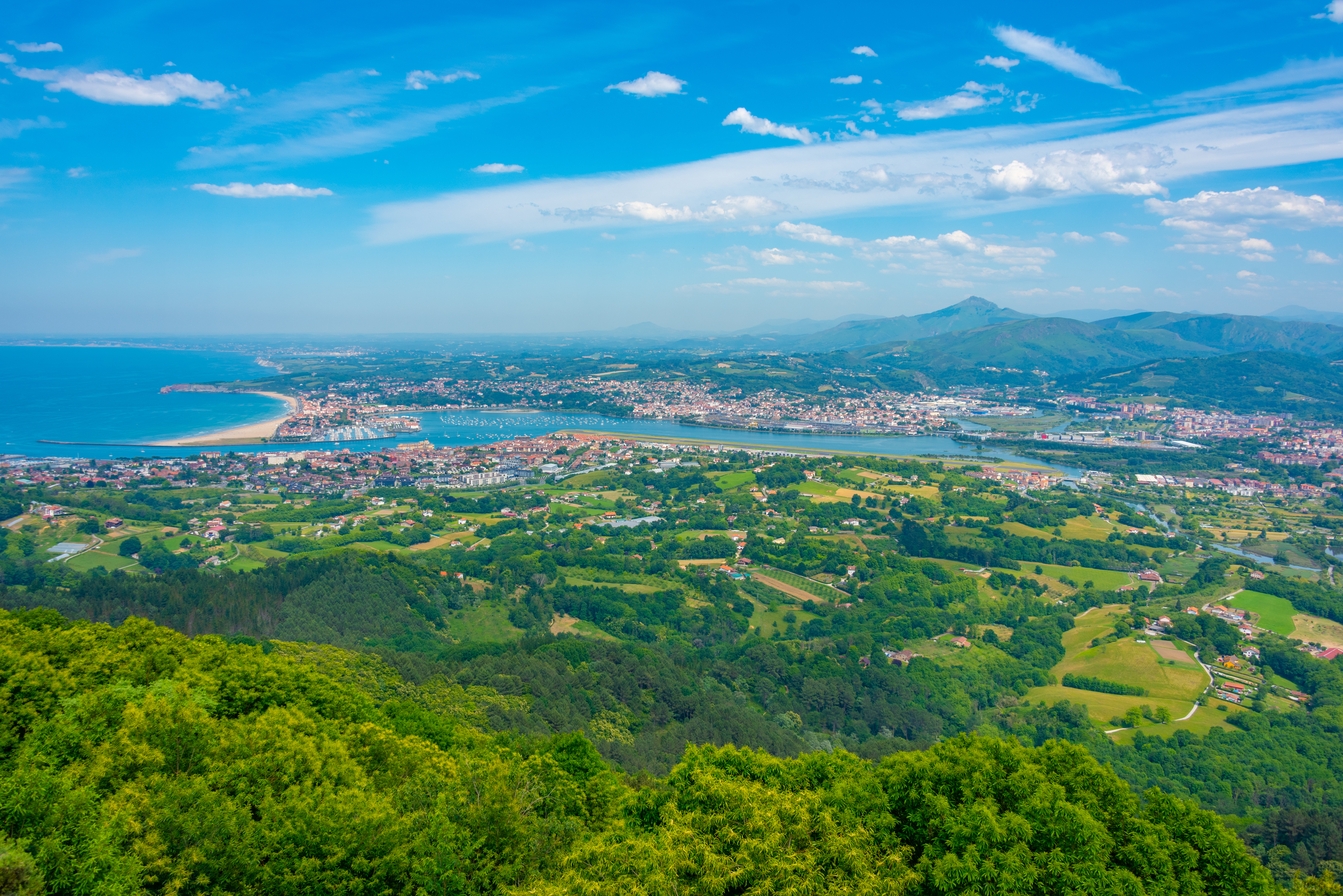 Panoramic view of Irun and Hendaye, towns on the Spain-France border.