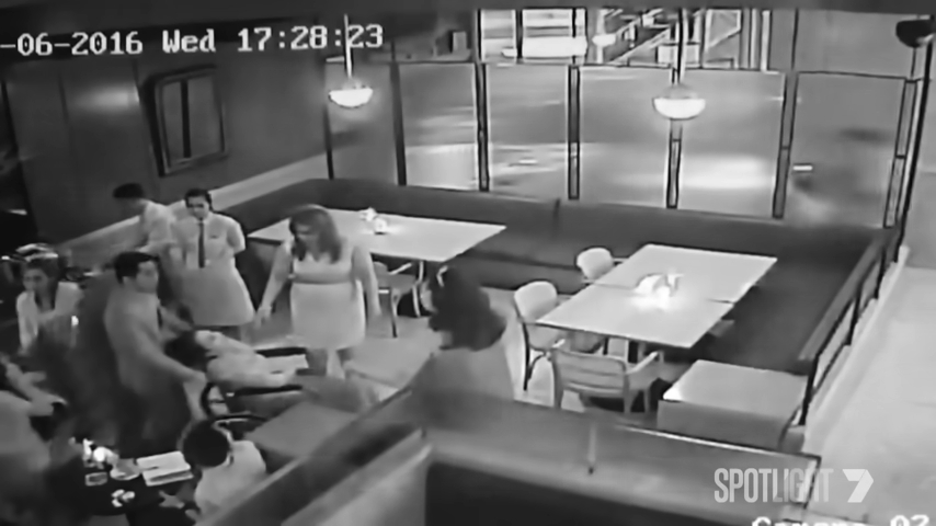 Surveillance footage from the coffee shop in 2016.
