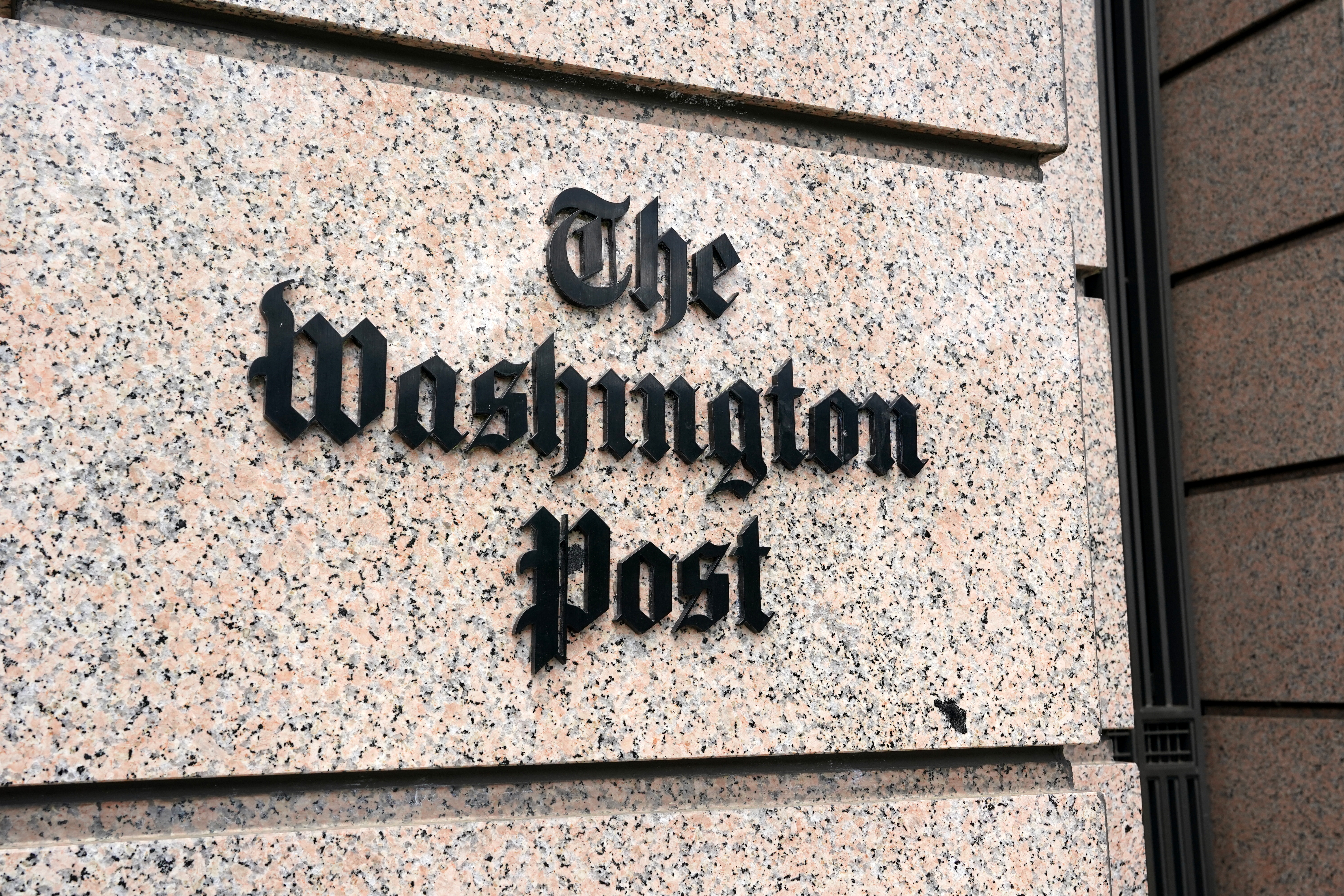 The Washington Post building sign.