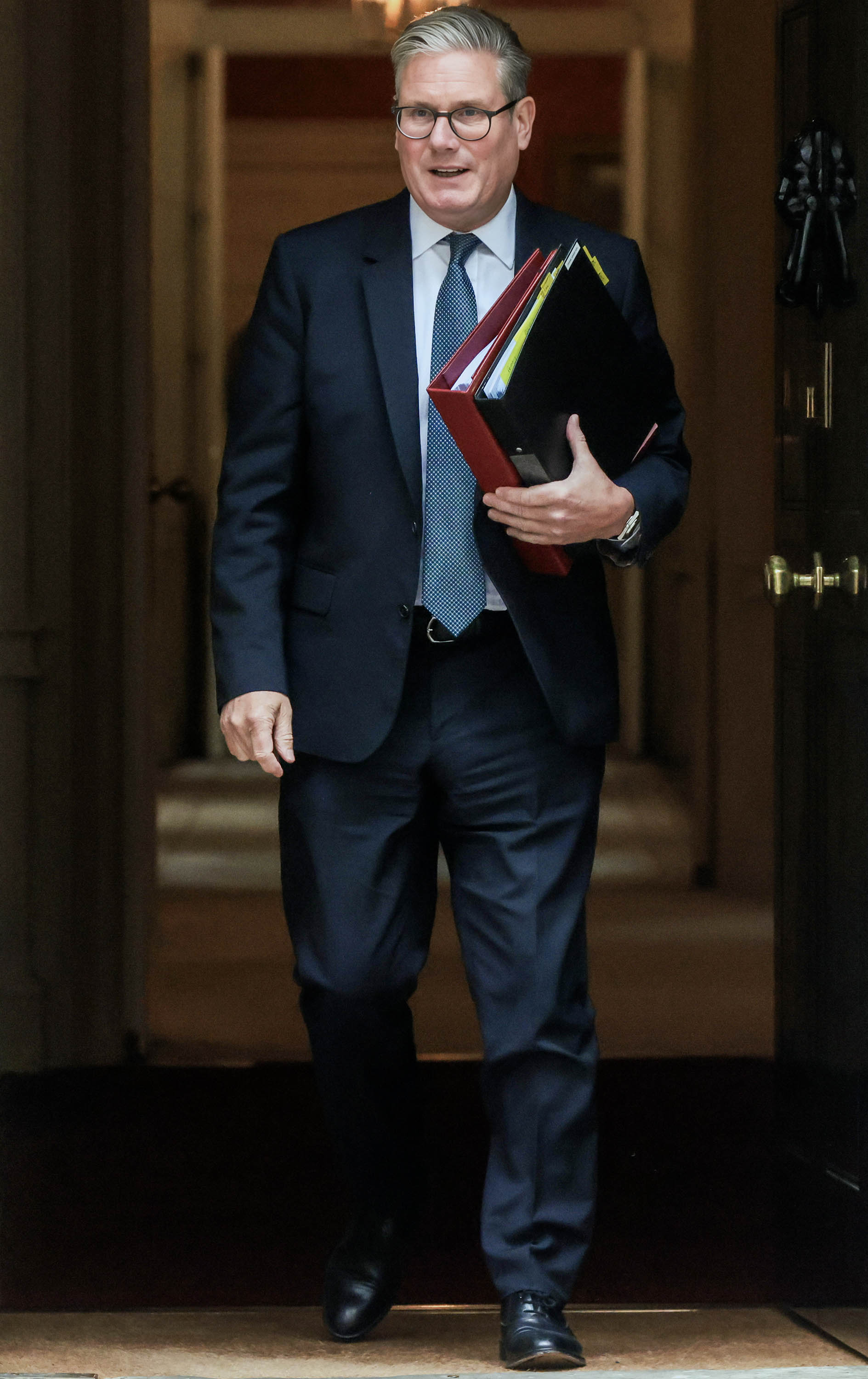 Prime Minister Kier Starmer leaving No. 10 Downing Street for PMQs.
