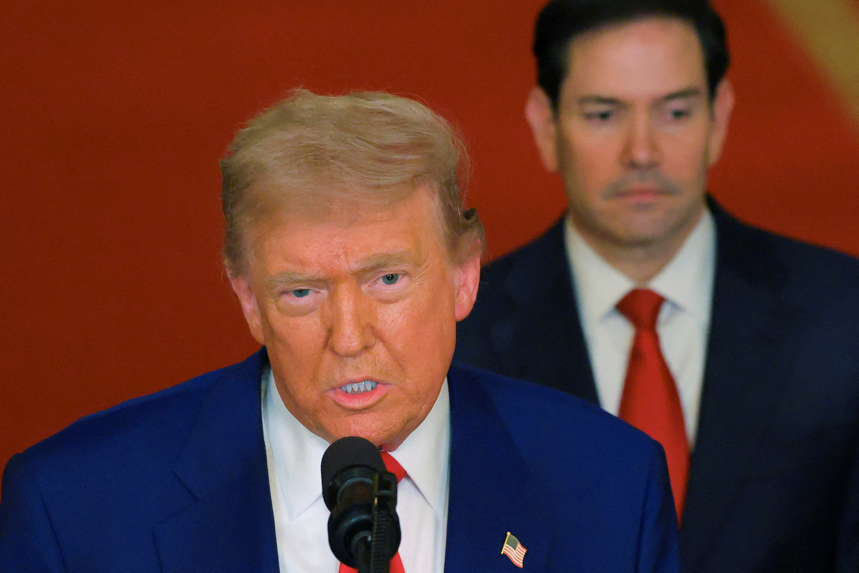 President Trump addressing the nation at the White House.