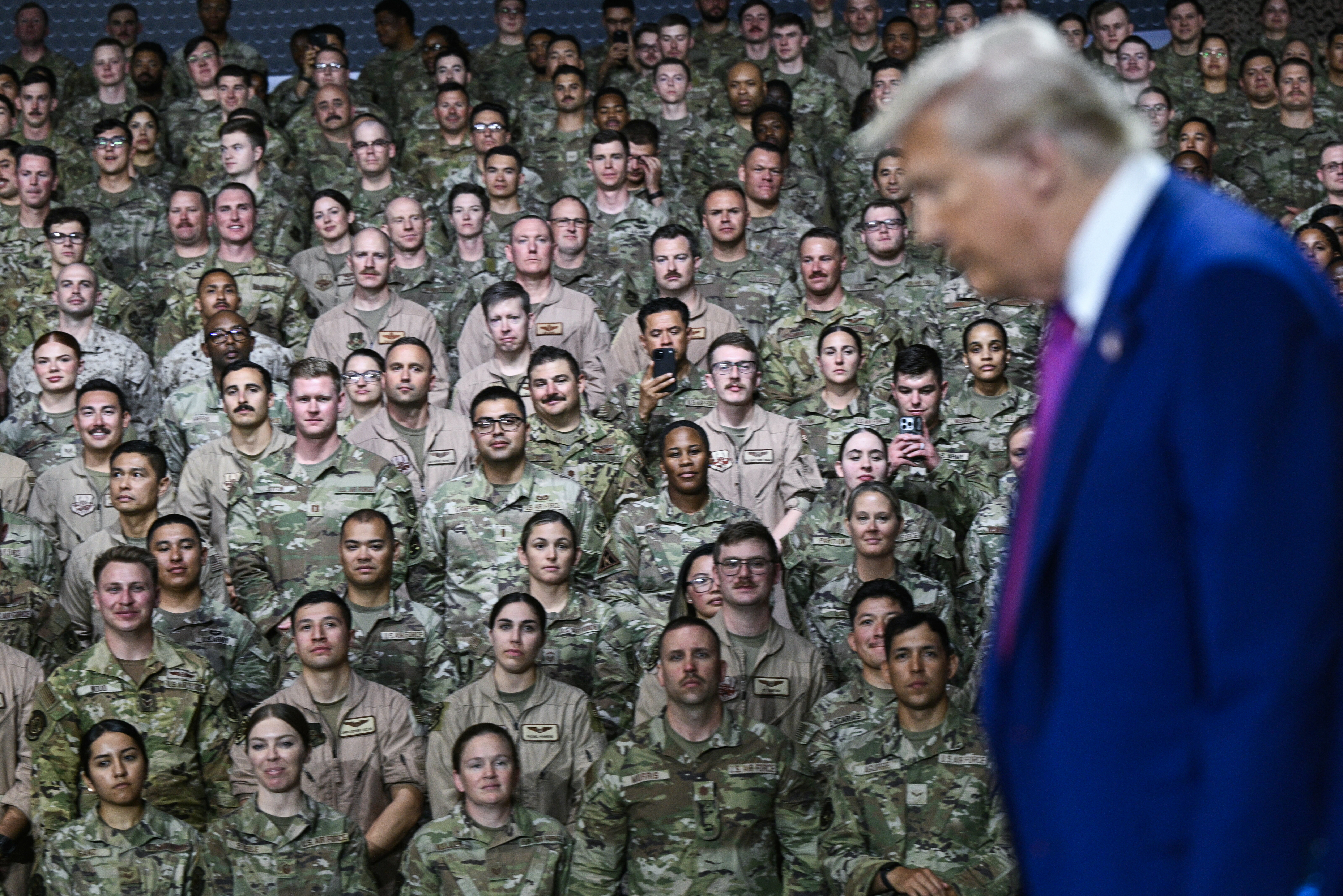 President Trump addressing U.S. troops.