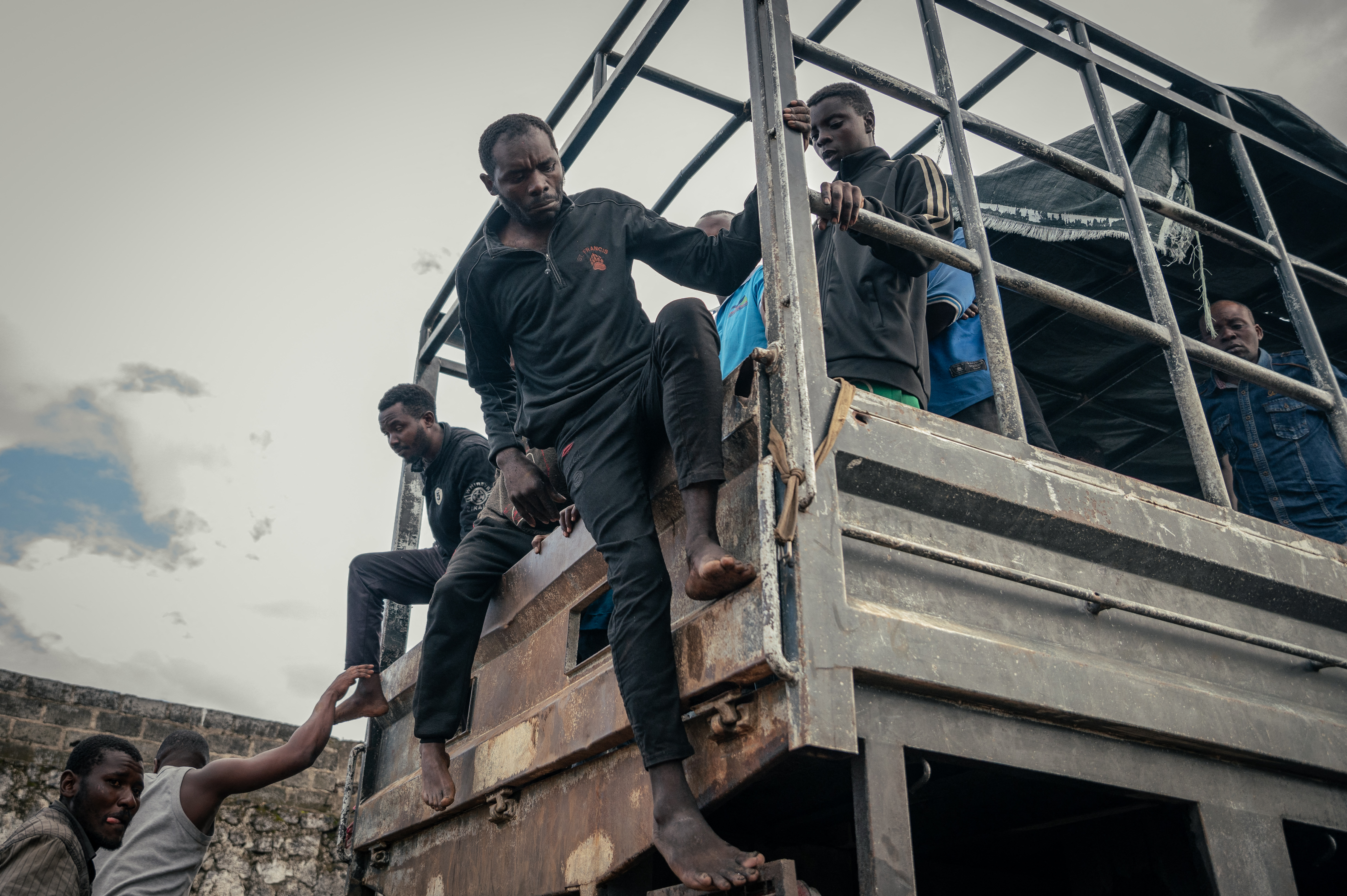 Members of the Democratic Forces for the Liberation of Rwanda and Armed Forces of the Democratic Republic of the Congo during a presentation in Goma, DRC on May 10, 2025.