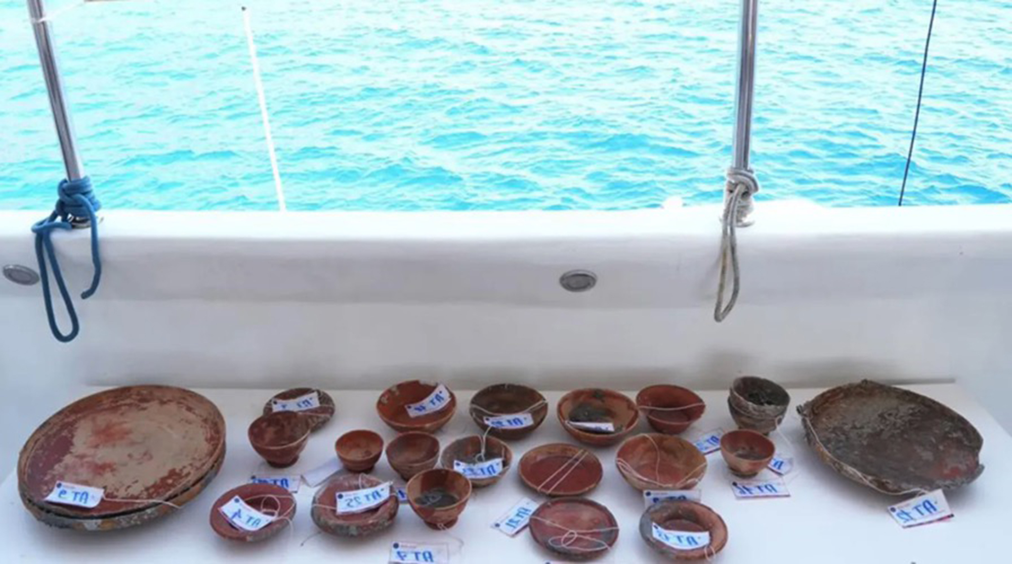 2,000-year-old pottery artifacts from a Turkish shipwreck.