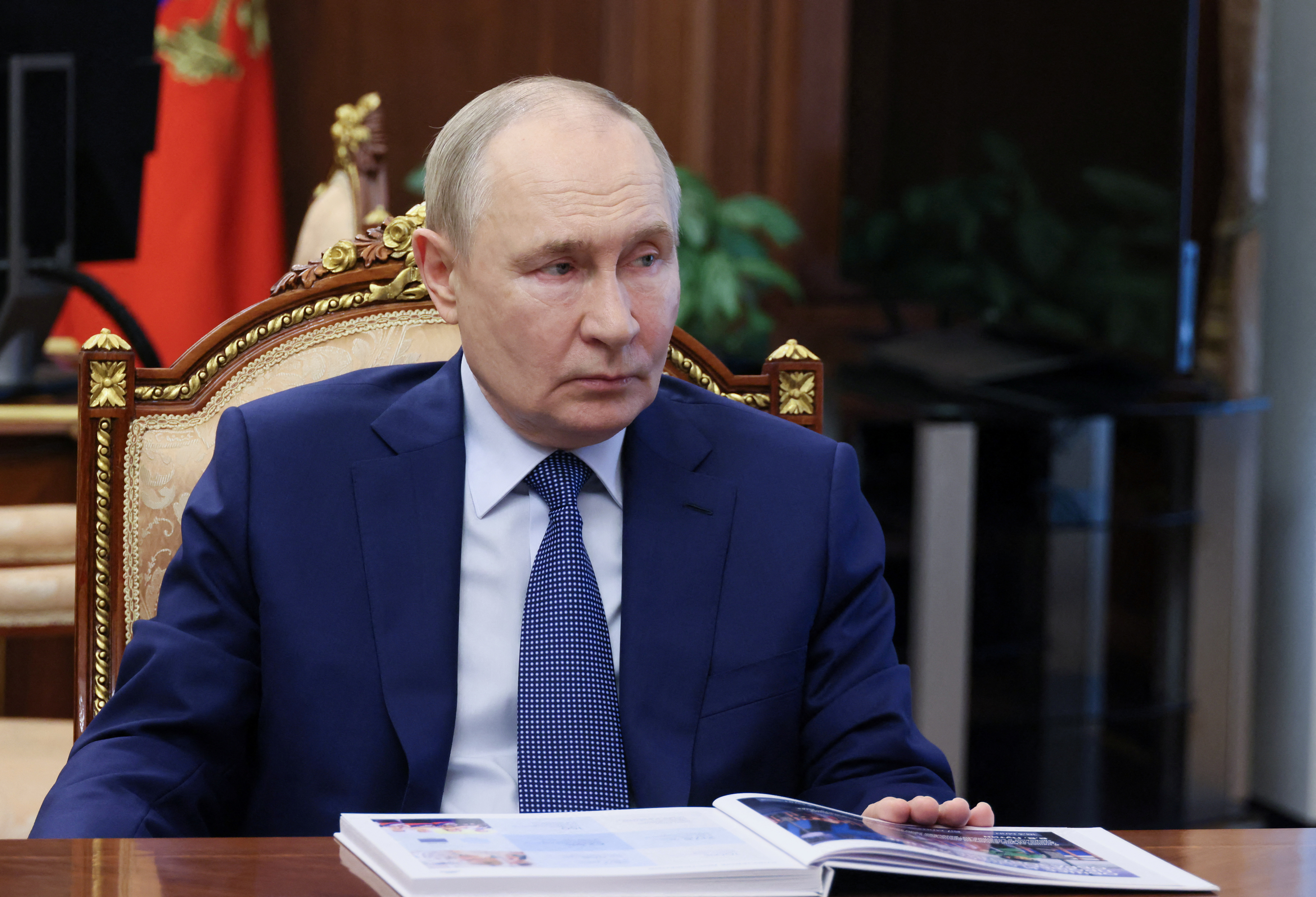 Vladimir Putin at a meeting on education in Moscow.