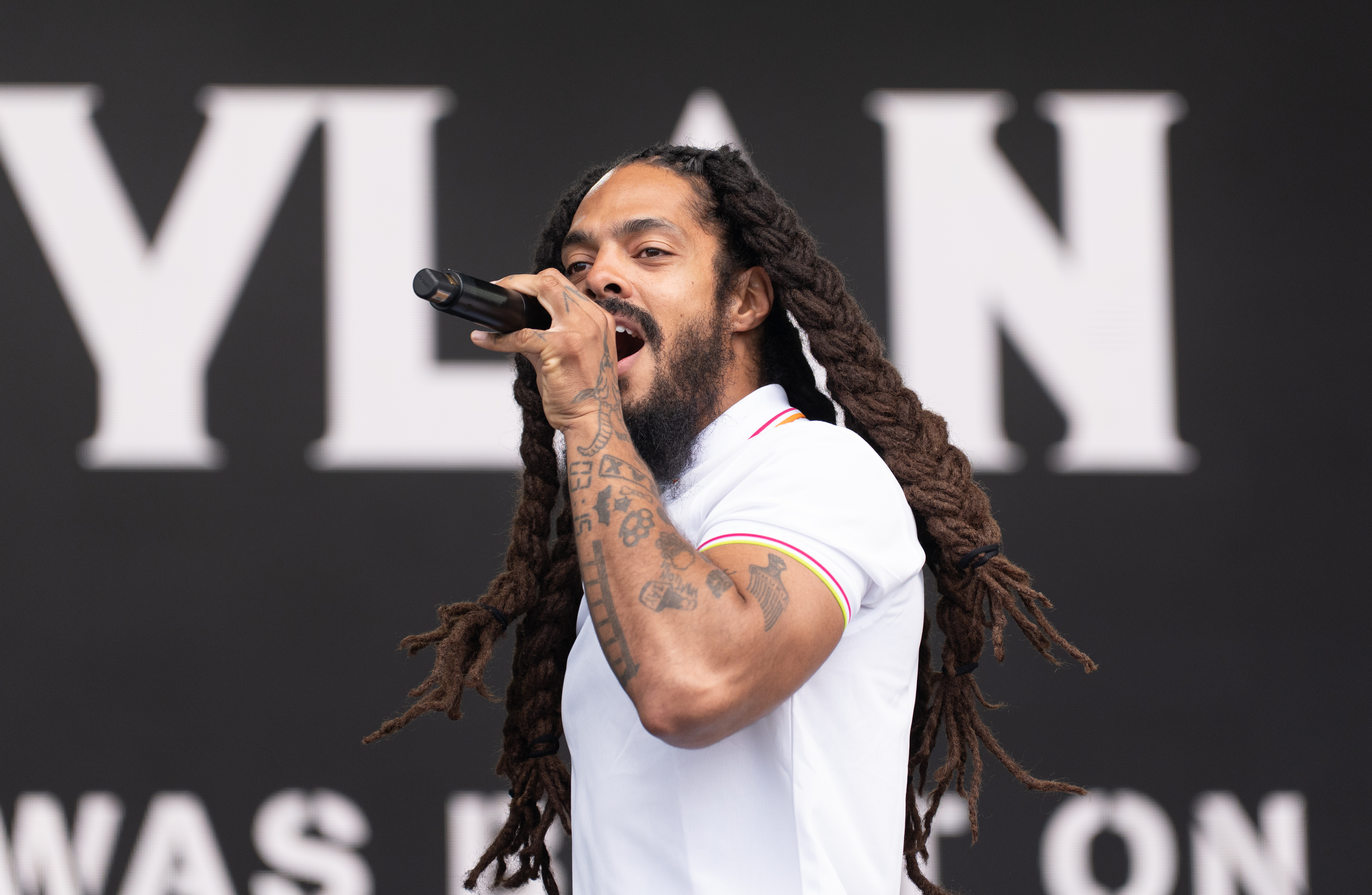 Bob Vylan performing at Glastonbury Festival.