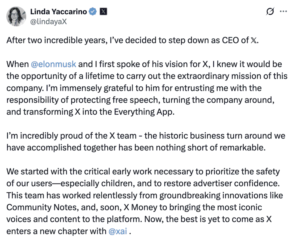 linda resigns