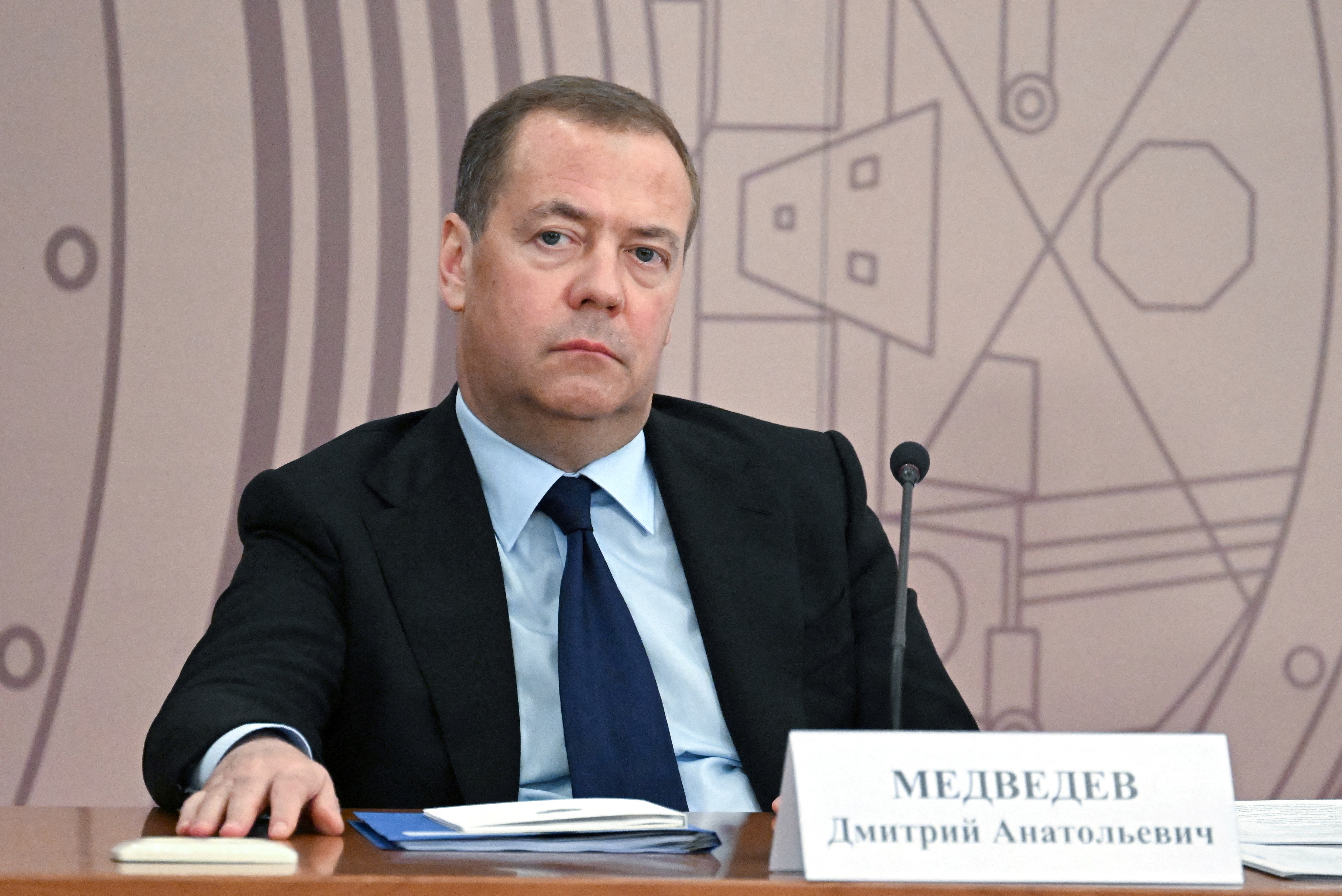 Dmitry Medvedev at a meeting near Moscow.