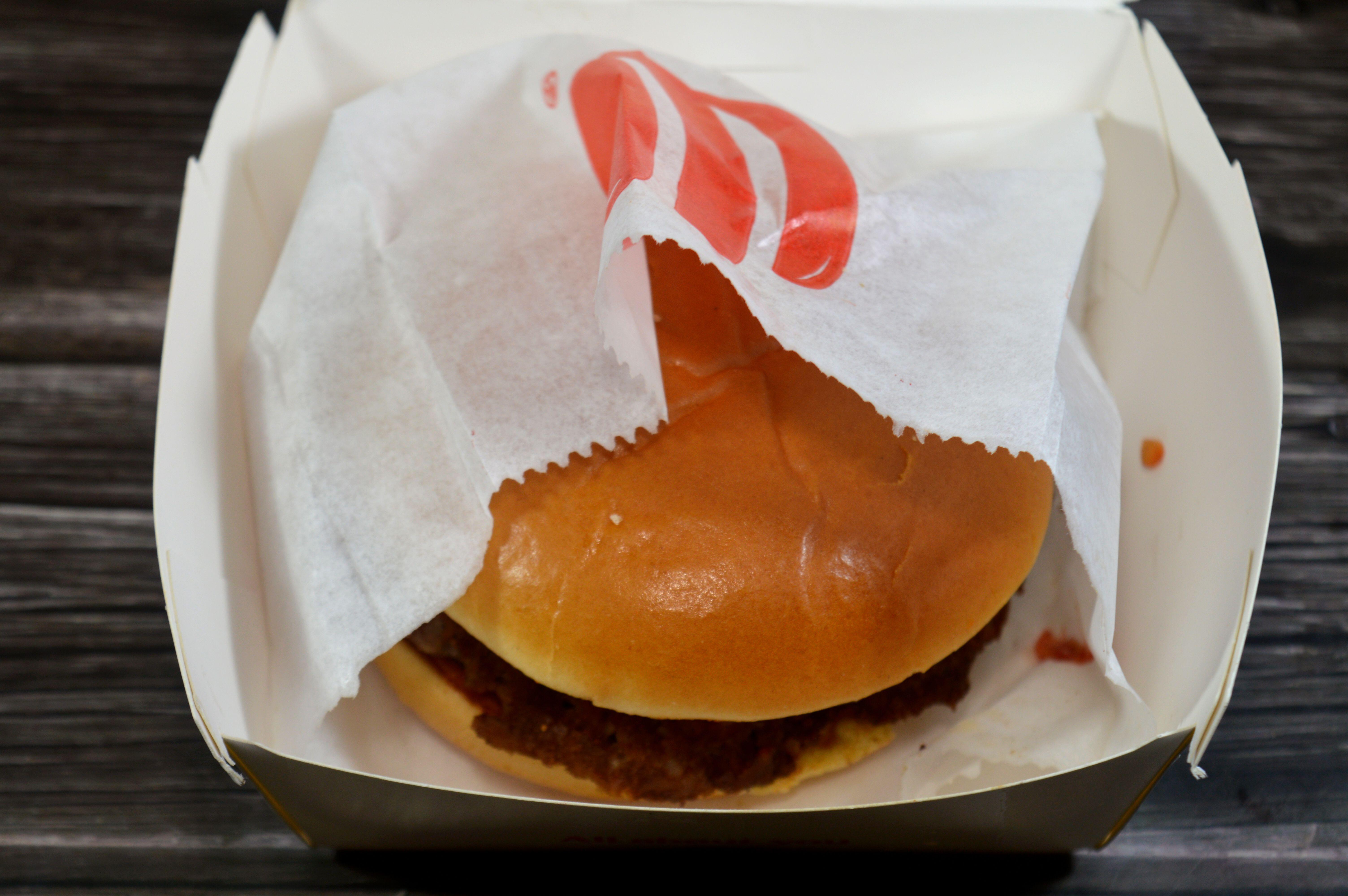 Wimpy hamburger in a box.